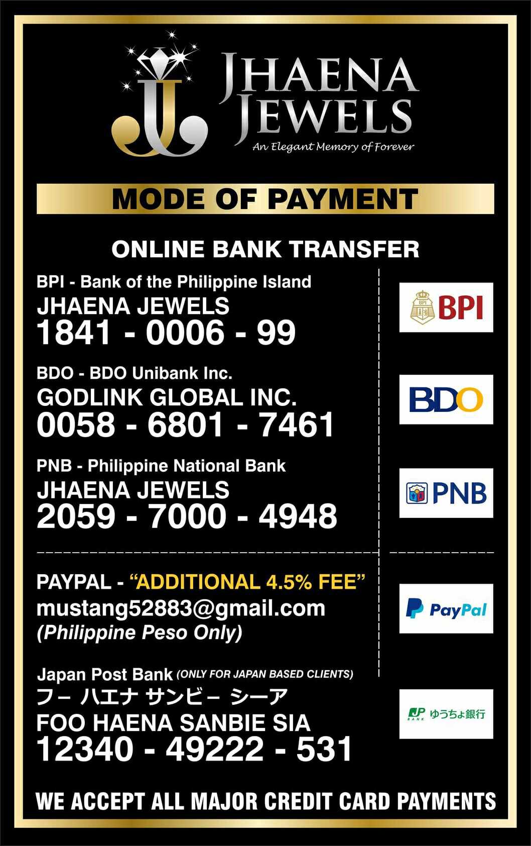 Mode of Payment Jhaena Jewels